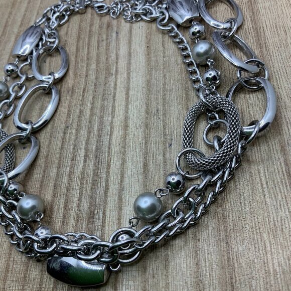 Premier Designs "The A List" Multi Strands Silver Tone Necklace - Picture 1 of 7